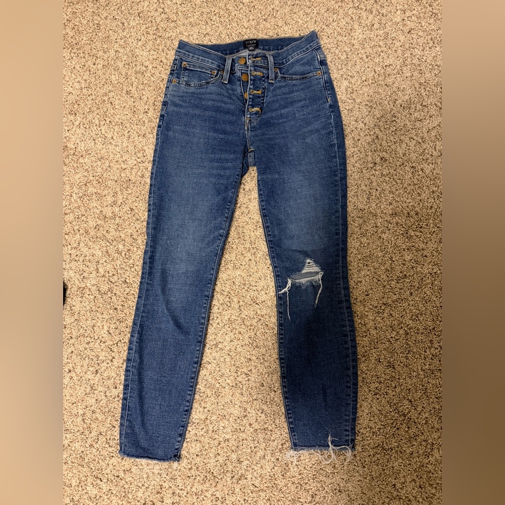 J. Crew Mid Rise Distressed Blue Jeans